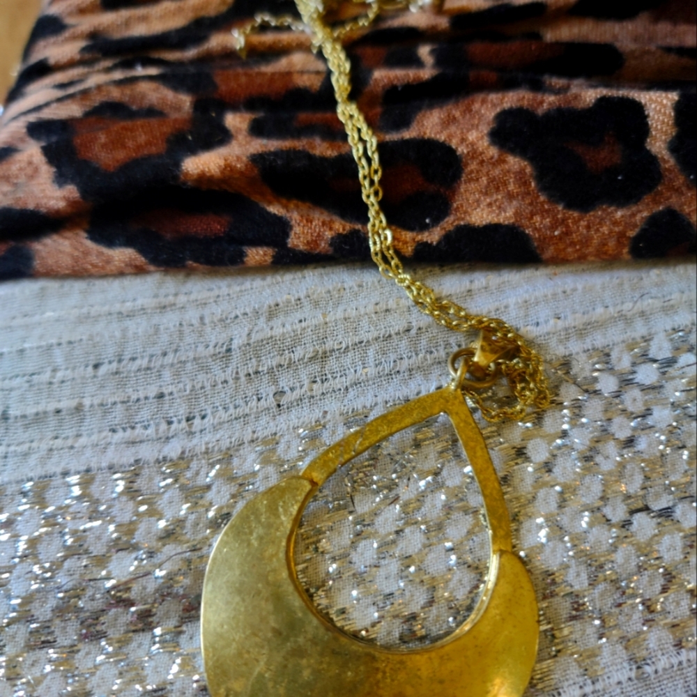 Chicos brass medallion necklace